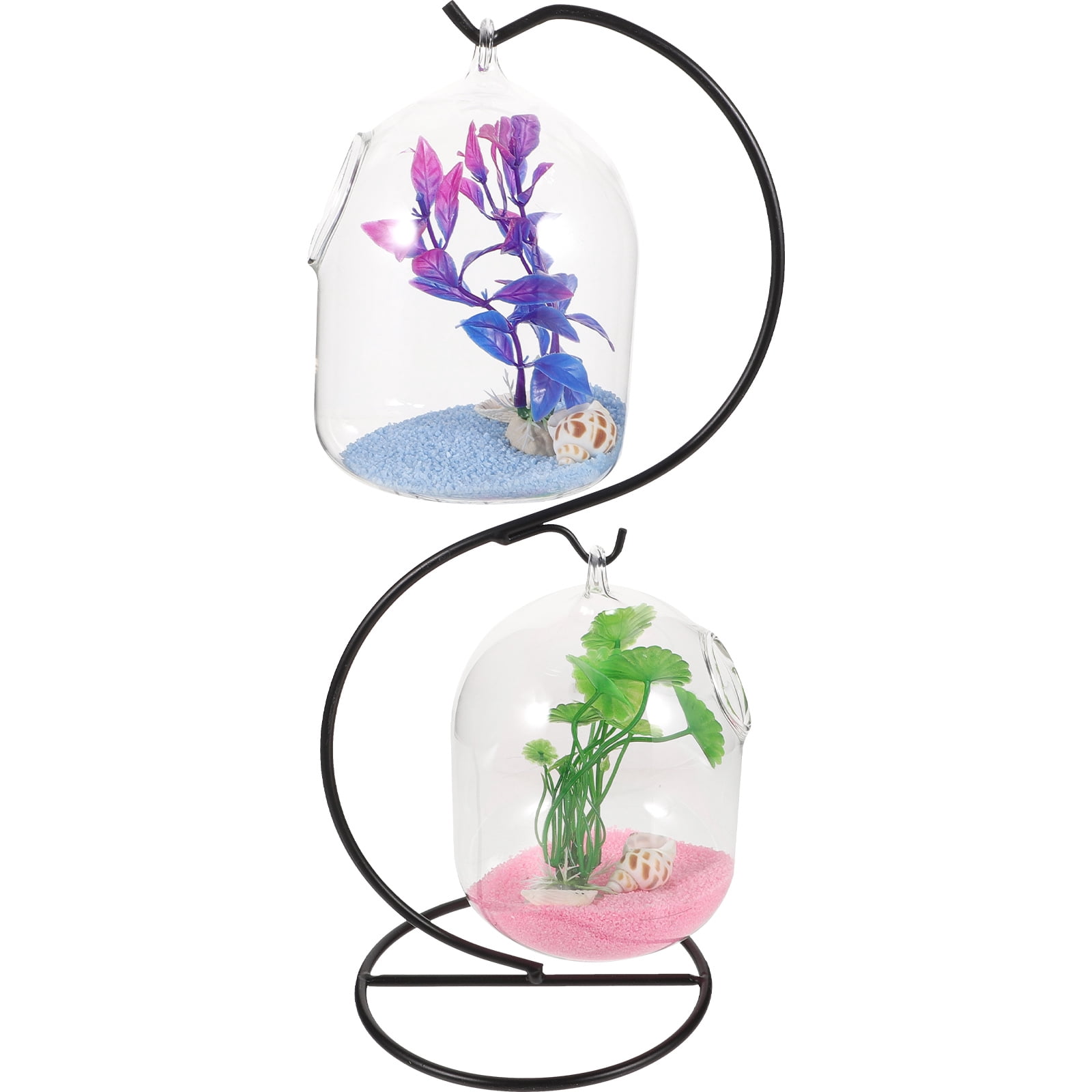 ETEREAUTY 1Set Hanging Glass Fish Tank in Assorted Colors with Stand Modern Design