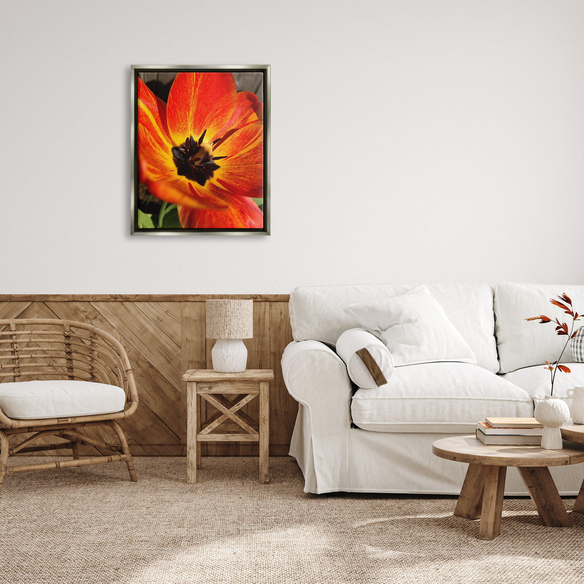 Stupell Industries Bold Red Poppy Flower Blossom Petals Photograph Luster Gray Floating Framed Canvas Print Wall Art, Design by Heidi Bannon