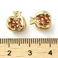 thumbnail image 3 of 20 pc Brass Micro Pave Cubic Zirconia Pendants Pomegranate Real 18K golden Plated 10.5x10x6mm Hole: 1.6mm, 3 of 3