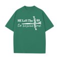 thumbnail image 3 of Ankishi He Left The 99 To Rescue Me T Shirt Crew Neck Oversized Men Christian Tee Short Sleeve Casual Tops for Date, 3 of 7
