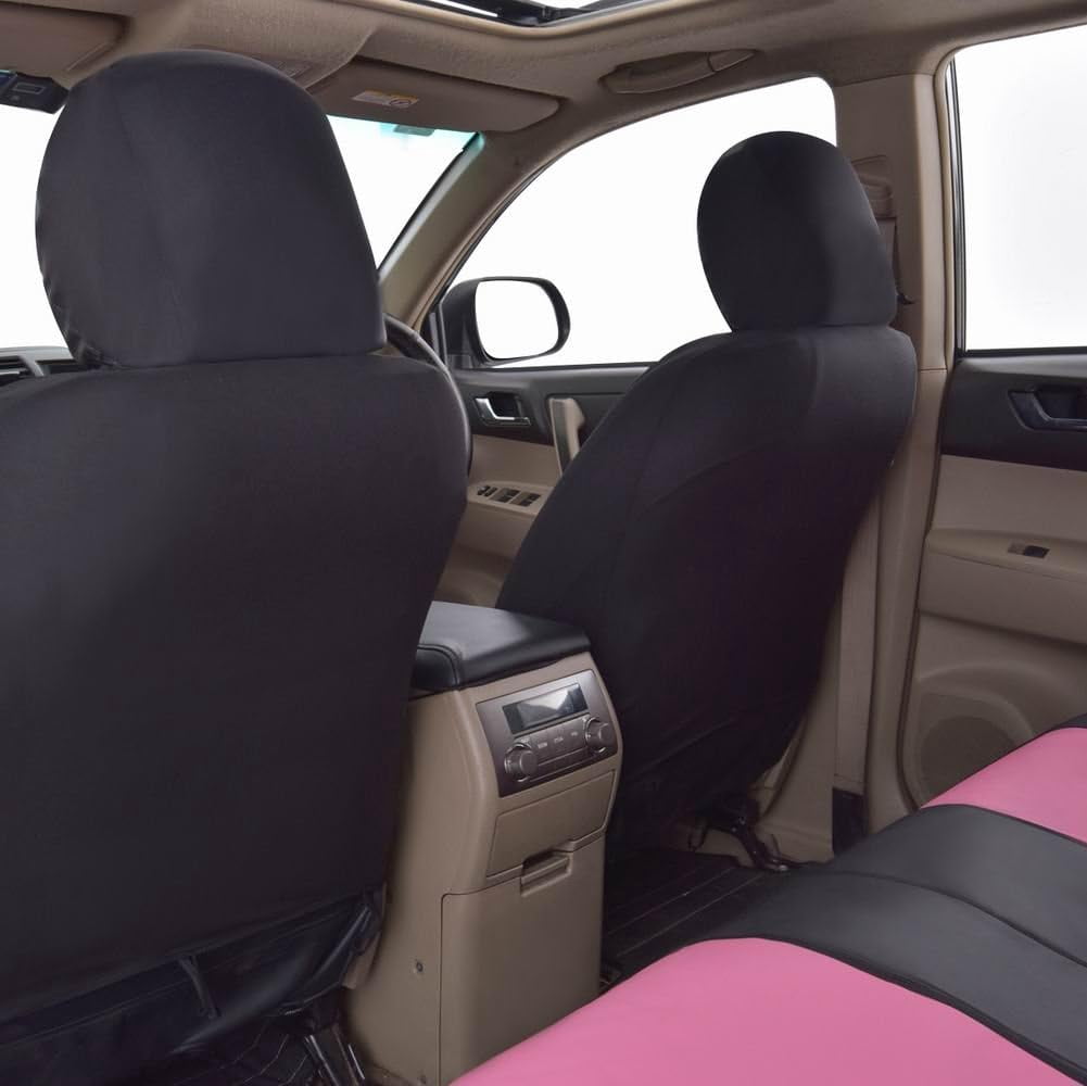 Flying Banner Car Seat Covers Protectors Full Set Synthetic Leather Front Pair Pink