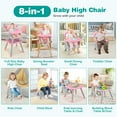 thumbnail image 5 of Costway 8-in-1 Baby High Chair Convertible Dining Booster Seat w/ Removable Tray Pink, 5 of 9
