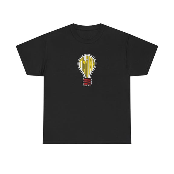 Think Skate Light Bulb Yellow Grey Red Classic Board T Shirt Print - Black / M