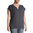 Terra & Sky Women's Plus Size Sleeveless Utility Shirt