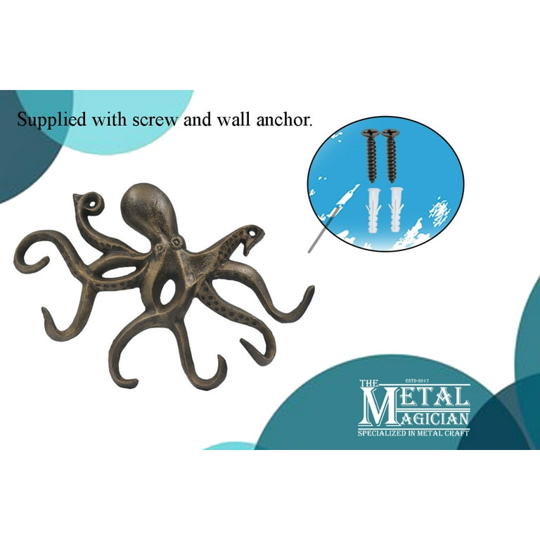 Swimming Octopus Wall Hooks for Hanging Rustic Decorative Hooks