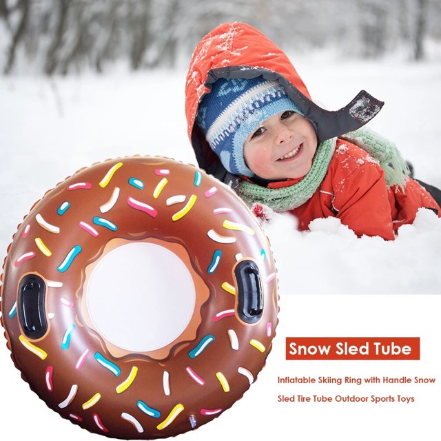 Muyoka Trineo de nieve inflable de 56 pulgadas Tubo de nieve con 2 asas sólidas -40 ℃ Trineo de nieve resistente al frío Tubo de nieve inflable de PVC duradero Juguetes de nieve Regalos Muyoka Hogar
