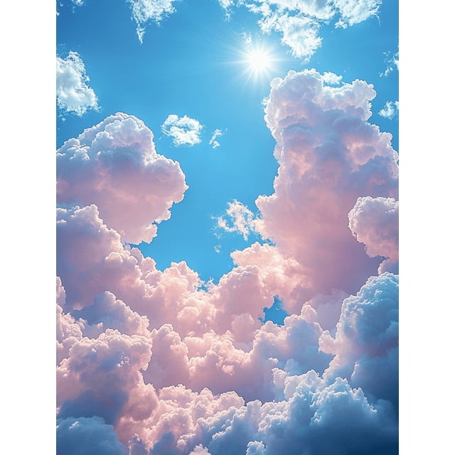 Qisvanset Framed Canvas Wall Art, 12x16 Inch Pastel Cloudscape Dreamy Sky Home Nursery Art