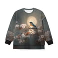 thumbnail image 4 of Xoenoiee Robin Moon Cherry Blossom Print Girls Oversized Sweatshirts Crewneck Long Sleeve Tunic Pullover Shirts Side Slit 2025 Fall Clothes, 13-14 Years, 4 of 7