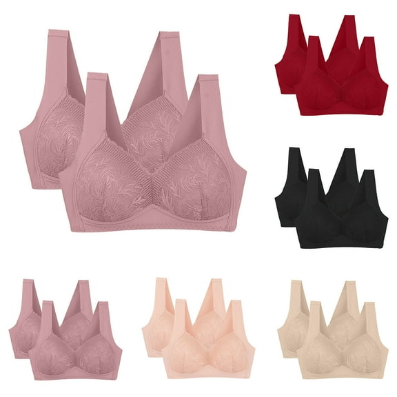 Qingpeng 2PC Plus Size Bra for Women No Underwire Seamless Workout Yoga Bra Comfortable Wireless Everyday Bra