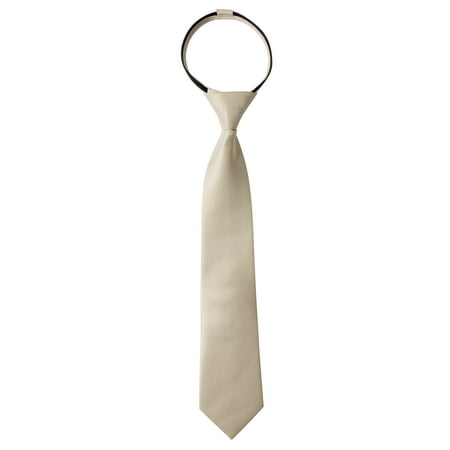 Solid Zipper Tie - Spring Notion Boy's Solid Color Satin Zipper Tie with Gift Box