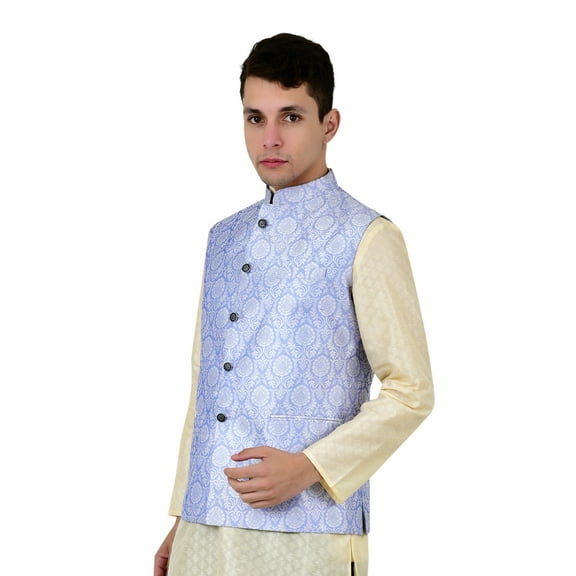 Sonakshi Fashion Men's Brocade Waistcoat Bandhgala Festive Jacquard Nehru Jacket