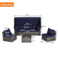 thumbnail image 5 of Outdoor Daybed with Canopy, 5pcs Patio Sectional Furniture Set with Table Thick Cushions Pillows, Retractable Canopy Conversation Sofa Set with Side Table, Dark Blue, 5 of 8