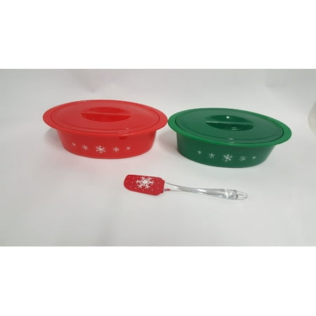 Set of 2 Holiday Microwave Casserole Dishes with (Best Dishes For Microwave Use)