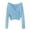 Sky Blue, variant on Women's Sweater Cross V Neck Twist Long Sleeve Cropped Knitted Solid Elegant Slim Fall Clothes Outfits