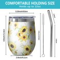 thumbnail image 5 of 12oz Stemless Wine Tumblers White Sunflower Vacuum Insulated Stainless Steel Travel Tumbler Cups Mug with Lid and Straw for Champaign,Cocktail,Beer with Cleaning Brush, 5 of 5