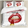 thumbnail image 3 of Girls Duvet Cover Set Twin Size, 'Bad Day Good Make Up'' Quote Sensual Beauty Charm Theme Inspirational Art Print, Decorative 2 Piece Bedding Set with 1 Pillow Sham, Coral White, by Ambesonne, 3 of 3