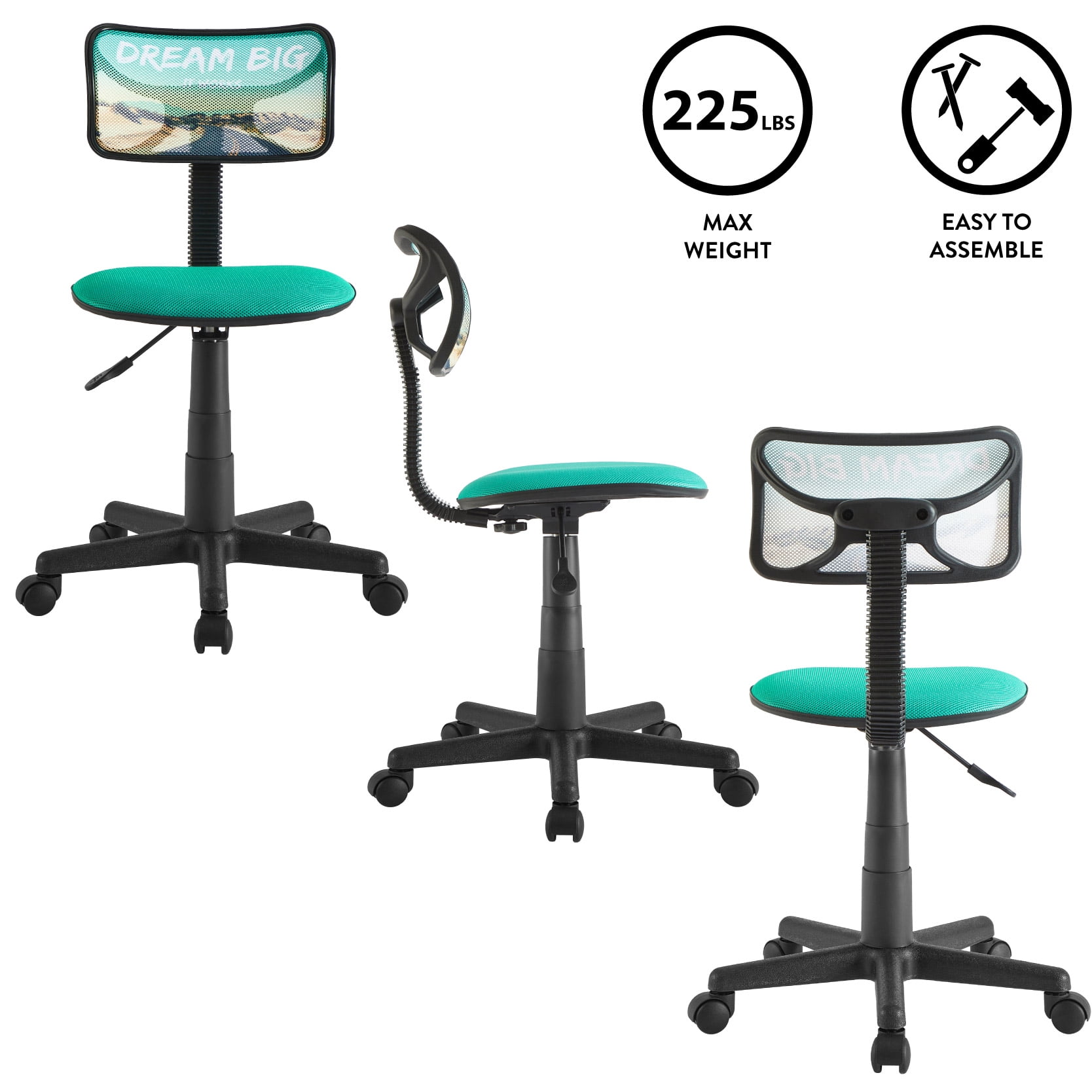 Urban Shop Task Chair with Adjustable Height & Swivel, 225 lb. Capacity, Multiple Colors