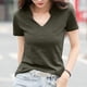 thumbnail image 2 of Gibobby Camisas mexicanas con cuello en V para mujer Botón de las mujeres Camisas diarias casuales Cuello en V Camiseta de manga corta Camiseta Tops Túnica Blusa delgad(Verdemilitary,CH), 2 of 5