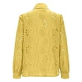 thumbnail image 6 of Women's Button Down Shirts Eyelet Blouse Casual Long-Sleeve Tops Embroidery Turn Down Collar Outfit Spring Summer Shirt Yellow XS, 6 of 9