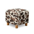 thumbnail image 2 of Jiueut Brown Cow Print Footstool Cover, Square Ottoman Cover Footrest Sofa Slipcovers Stool Covers Soft Footstool Covers Slipcovers Stretch Furniture Protector with Anti-Slip Band, 2 of 7