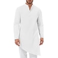 thumbnail image 2 of Men's Kaftan Button Down Shirt Long Sleeve Casual Linen Robe Gown Comfortable Breathable Stylish Loose Fit Men's Oversized Tshirts Workout T-Shirt, 2 of 7