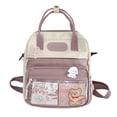 thumbnail image 2 of Bolsa Mochila de nailon y PVC JShteea Para mujer bandolera color en contraste con cremallera rosa, 2 of 9