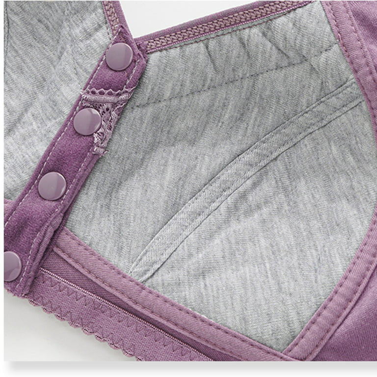 Mrat Clearance Workout Bras for Women Comfortable Lace Breathable Bras for  Back Plus Size Bralette Elderly Front Closure Bra Underwear Purple_G S 