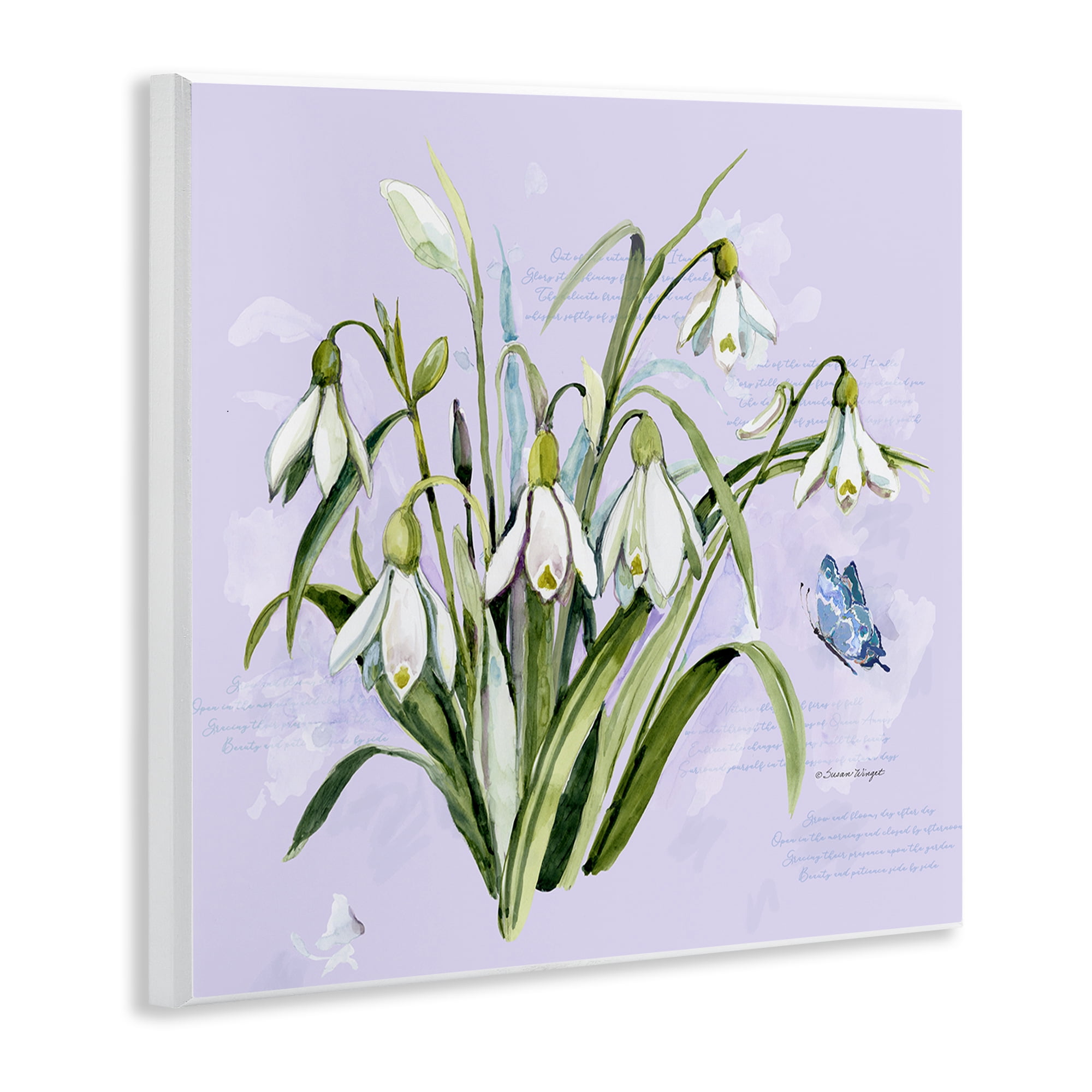 Stupell Industries Snowdrops with Vintage Writings Wall Plaque Art, design by Susan Winget
