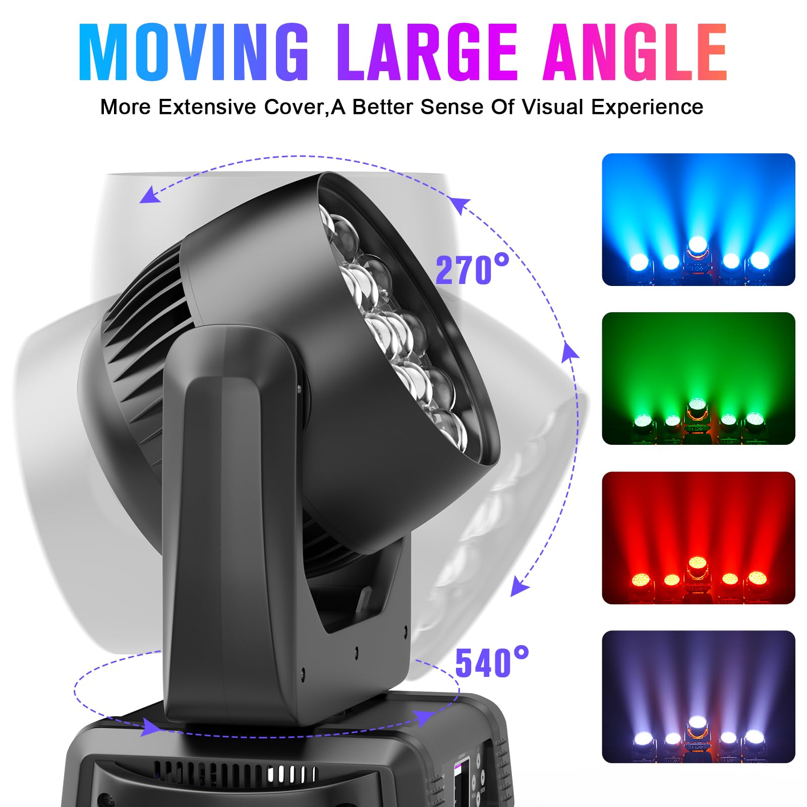 2Pcs Moving Head Lights With19X15W RGBW LED DMX512 Stage Light for DJ Karaoke Dance Hall KTV Disco Bar Stage Lighting
