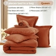 thumbnail image 3 of 7 Pieces Queen Comforter Set, Soft Bed in a Bag Queen Size, All Season Bedding Set with Comforter, Flat Sheet, Fitted Sheet, Pillowcases & Shams, Burnt Orange, 3 of 12