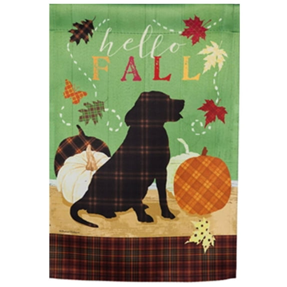 Evergreen Suede Garden Flag - Fall Farmstead Happy Pup