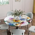 thumbnail image 5 of Hummingbird Round Tablecloth for 45-54 Inch Tables,Fitted Table Cover with Elastic Edge,Spring Farmhouse Oil Painting Sunflowers Waterproof Outdoor Table Cloth Protector for Patio Garden Dinner, 5 of 9