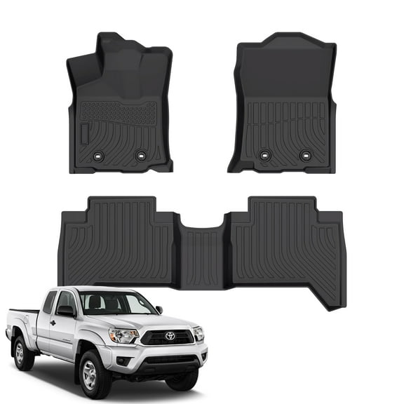 Floor Mats Fit for Toyota Tacoma 2016-2023 (Only for Double Cab and Automatic), TPE All Weather Mat Custom Fit 1st and 2nd Row Full Set Car Liners, Black