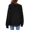 thumbnail image 4 of DYMADE Women Solid Crew Neck Pocket Casual Loose T-shirt Long Sleeve Top, 4 of 4