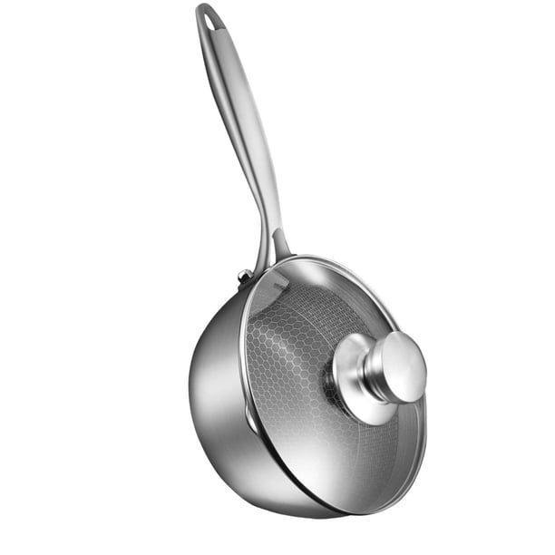 Olla para de acero inoxidable, olla multifuncional con tapa de vidrio, olla para sopa, olla para leche para , fideos, cafetería y cocina 20cm