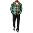 thumbnail image 2 of INSPIRE CHIC Men's Quilted Jacket Drawstring Hooded Zipper Padded Plaid Shacket XL Green Khaki, 2 of 6