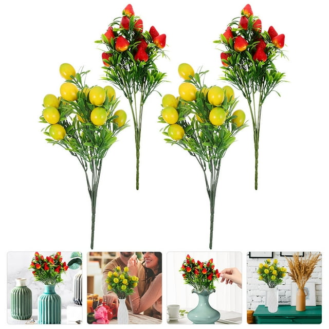 QUMIIRITY 4Ud Ramo Decorativo De Falsas De PVC Con Aspecto Natural Para Escritorio Y