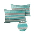 thumbnail image 2 of Turquoise Gray Striped Outdoor Pillow Covers Set of 2,Decorative Waterproof Throw Pillow Case,Vintage Horizontal Stripes Cotton Linen Soft Cozy Cushion Pillowcases, 2 of 7