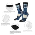 thumbnail image 3 of Fuzoiu Indigo Patchwork Quilt Print Athletic Crew Socks for Men & Women,Casual Crew Socks,Above Ankle Crew Socks for Business, Casual, 3 of 6