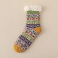 thumbnail image 3 of CUZIBR Cozy Socks For Women Thick Fuzzy Lined Cute Pattern Striped Print Crew Socks Grip Cozy Comfort Plush Winter Warmth Slipper Socks Fuzzy Socks,Yellow,One Size, 3 of 3