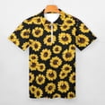 thumbnail image 3 of Wild Yellow Sunflowers on Black Background Men Zipper T-shirt Summer Casual Short Sleeve T-shirt Top, 3 of 7
