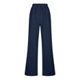 thumbnail image 4 of Clean Cotton Linen Pants for Women Plain High Waisted Trousers Adjustable Drawstring Elastic Waist Pants Casual Loose Dressy Work Trouser with Pockets, 4 of 6