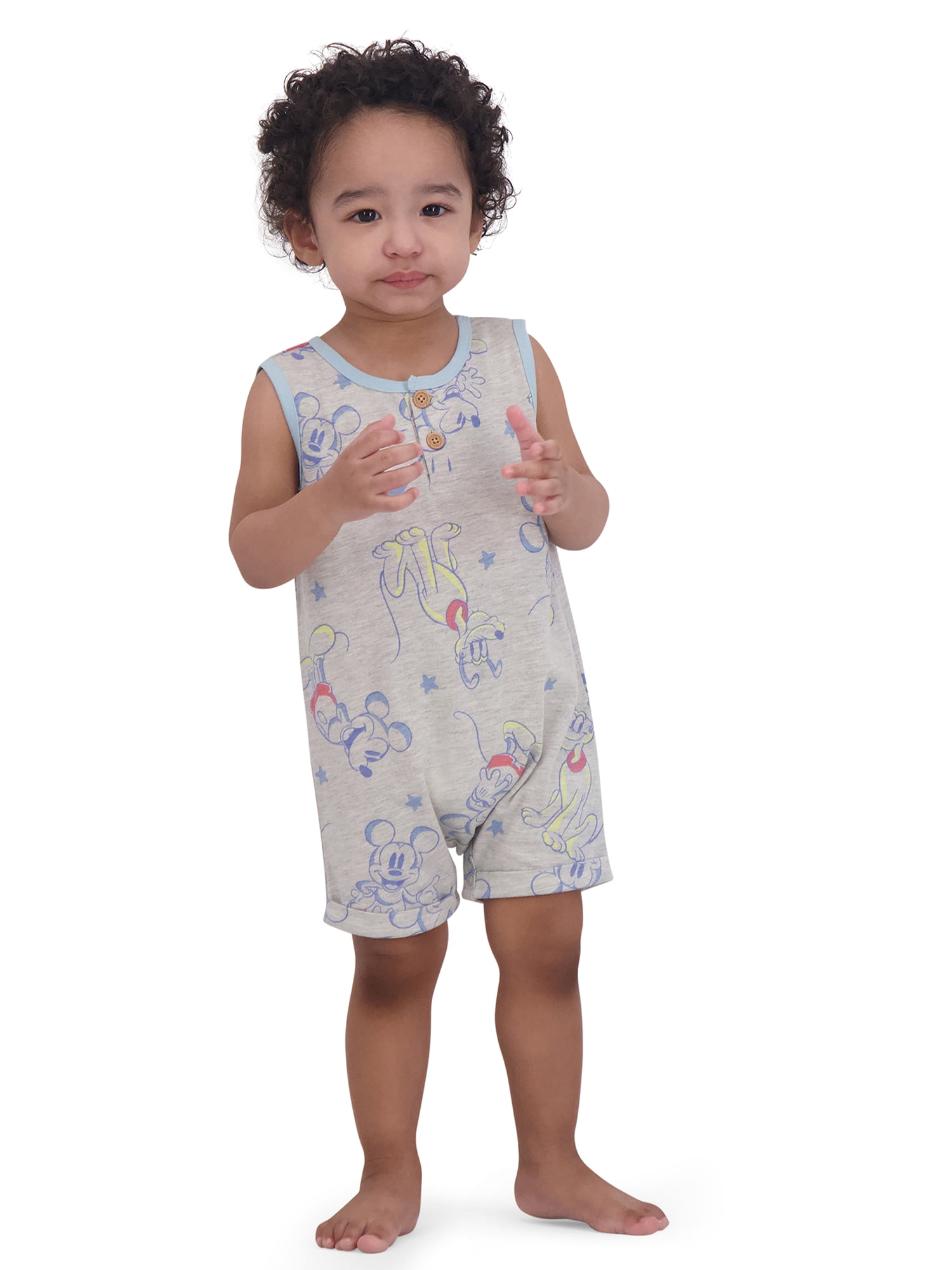 Mickey & Friends Infant Boys Short Sleeve and Sleeveless Rompers Set, 2-Piece, Sizes 0/3M-24M
