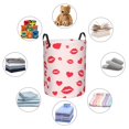 thumbnail image 6 of TEQUAN Waterproof Laundry Hampers, Valentines Day Lips Hearts Pattern Clothes Storage Basket with Handle (S), 6 of 7