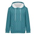 thumbnail image 3 of Women's Polka Dot Print Drawstring Hooded Sweatshirt with Pocket, Soft Breathable Long Sleeve Casual Pullover for Spring Autumn Streetwear, Beach Vacations and Daily Fashion Sky Blue L, 3 of 8