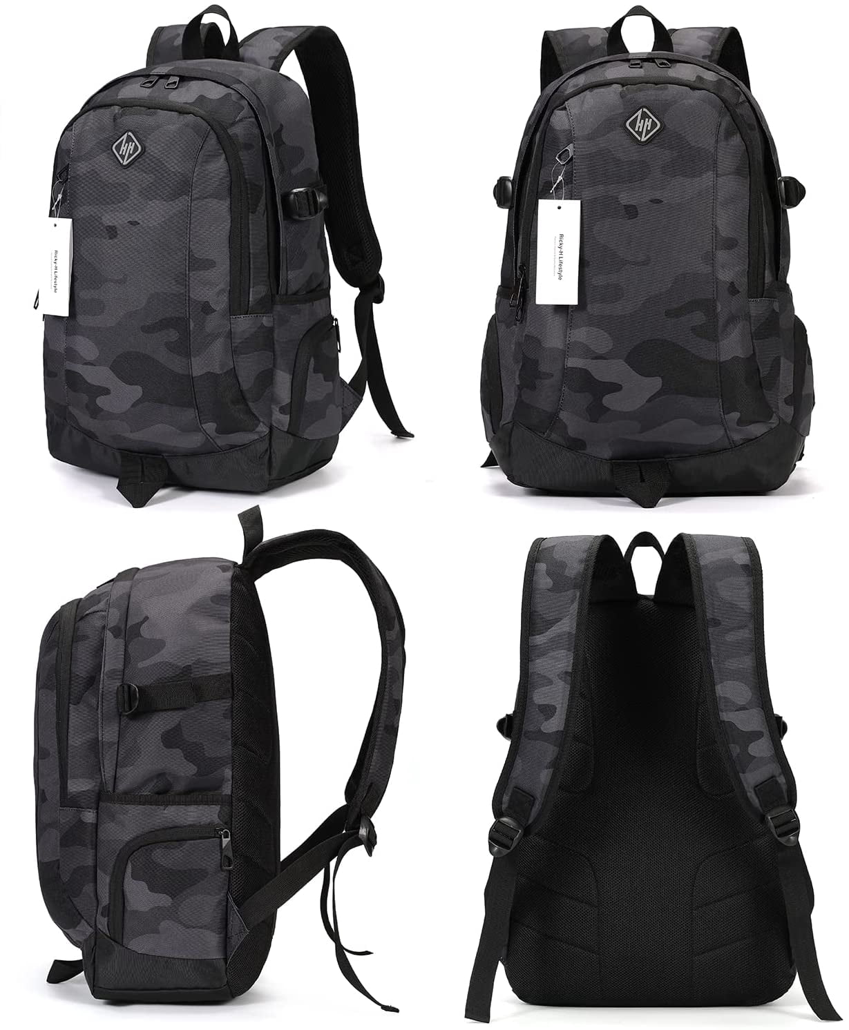 Rickyh Style Zaino Leggero Uomo Donna Con Stampo Graffiti, 25L, Con Scomparto Per Computer E Tasche Multiple