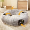 thumbnail image 5 of Windracing Cat Tunnel Donut Bed, Round Plush Pet Play Tunnel with Washable Cushion for Indoor Cats, Kittens, Puppies & Rabbits (Grey), 5 of 8