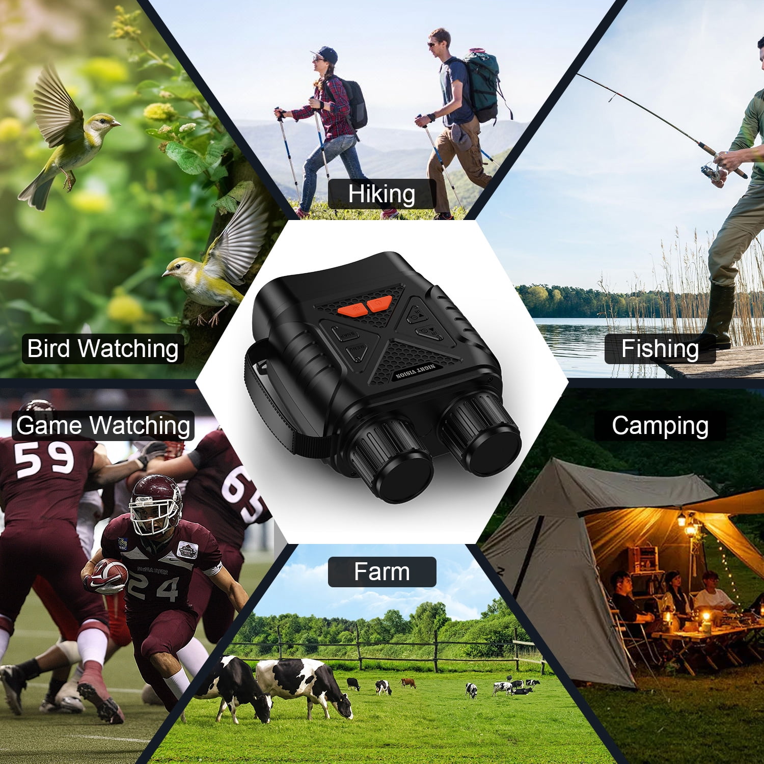 Night Vision Goggles,7 Level Infrared Digital Night Vision Binoculars for Adults,10x Zoom HD Screen Thermal Binoculars with 64GB TF Card for Photos and Videos Type-C Rechargeable Hunting Binoculars