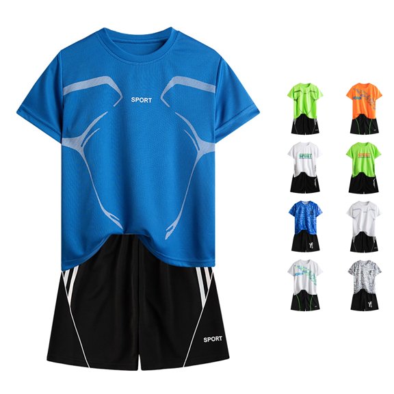 WERYOUNG Boy's Athletic Outfits Short Sleeved Summer T Shirts And Shorts Running Suit Quick Drying Two Piece Sets For Boys Girls Holiday Vacation Trendy Clothes Sets 3-4 Years