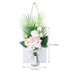 thumbnail image 2 of juego de flores artificiales de imitación para pared, adorno decorativo colgante con luz y tablero de madera para oficina, hogar y tienda (blanco)., 2 of 6